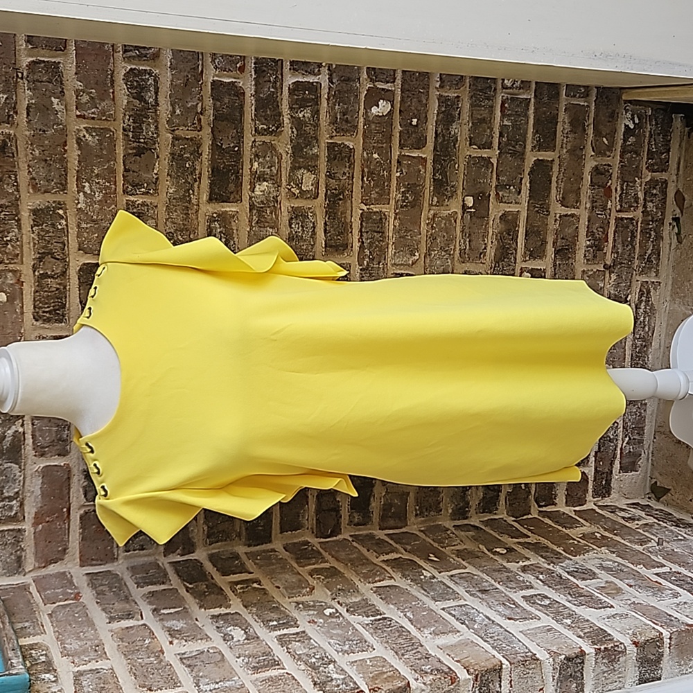 Zara Bright Yellow Ruffle and Rivet Sleeve Dress